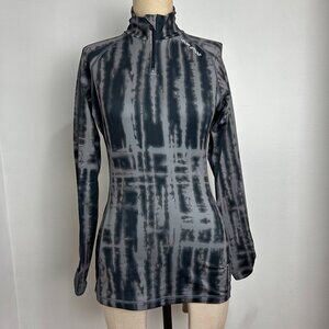 Under Armour ColdGear 1/4 Zip Pullover Grey Tie Dye Ruched Sleeve